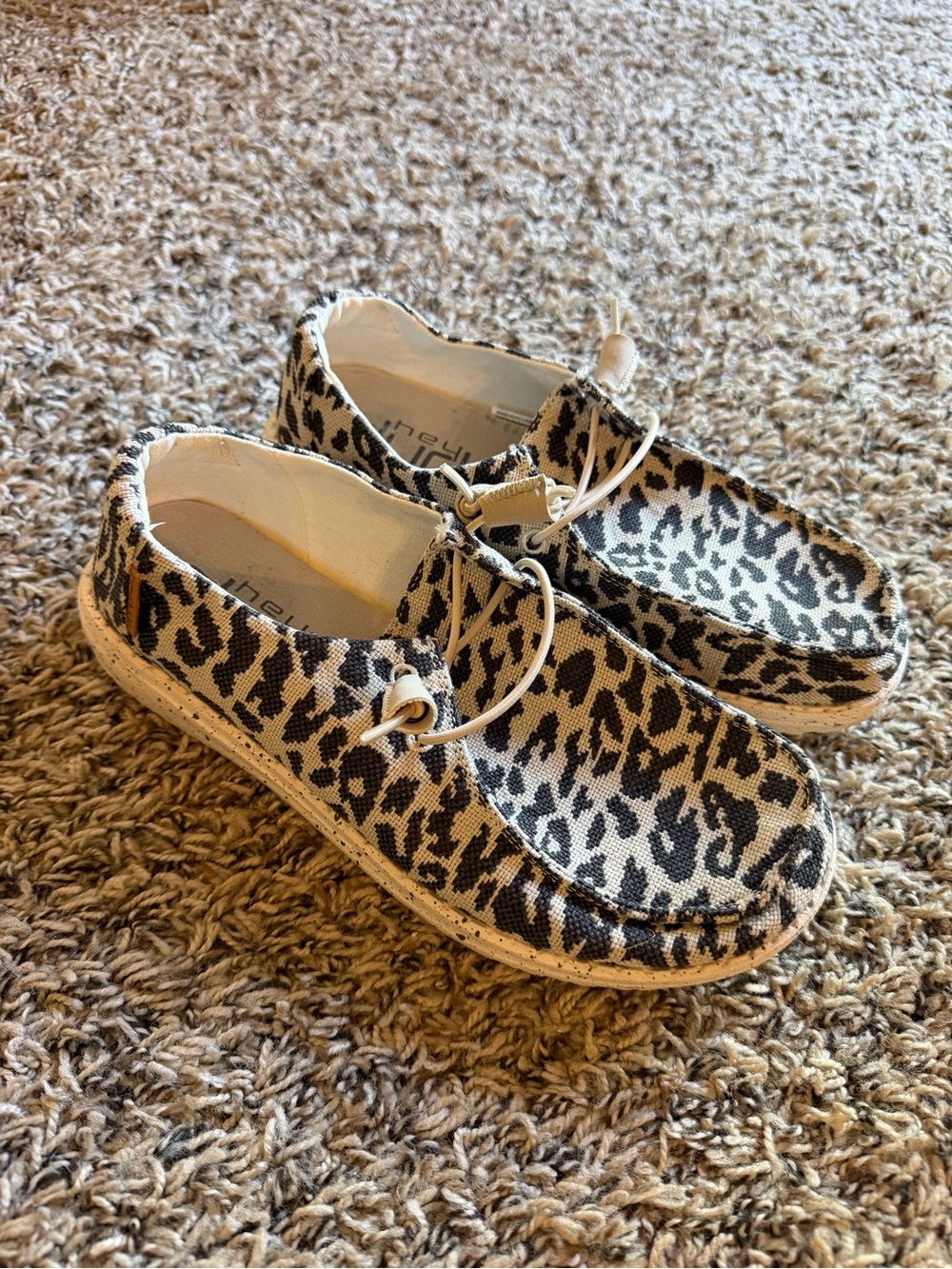 Hey Dude Women's Leopard Print Canvas Loafers - Beige/Black